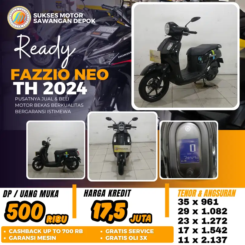 DP 500 BERGARANSI YAMAHA FAZZIO NEO TH 2024 UNIT MULUS CASH KREDIT