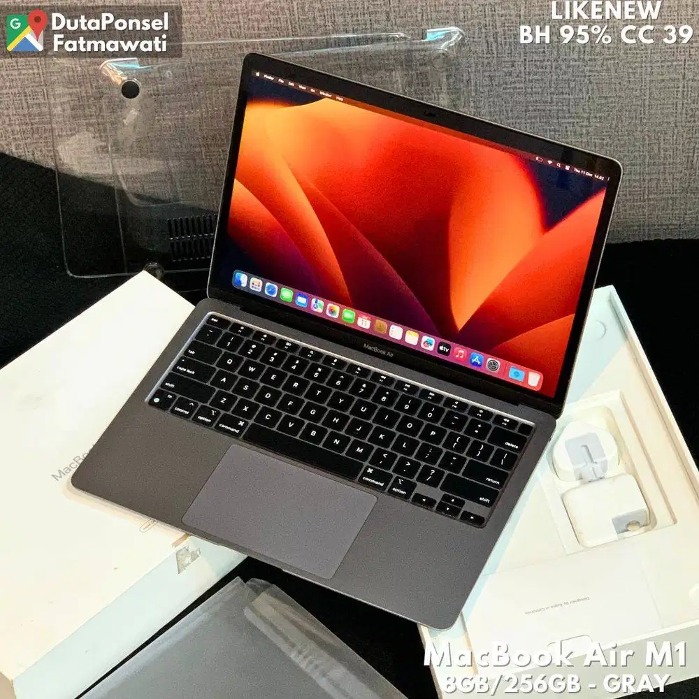 MACBOOK AIR M1 CHIP M1 8GB/256GB BH 95% CC 39
