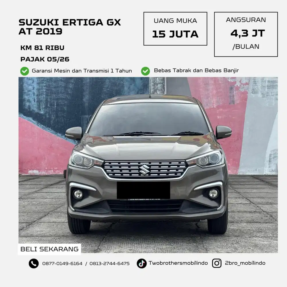 ‼️ANGSURAN TERMURAH‼️
SUZUKI ERTIGA GX 1.5 BENSIN A/T TH 2019