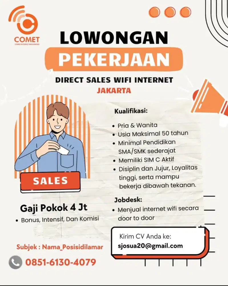 Lowongan Sales Wifi Comet