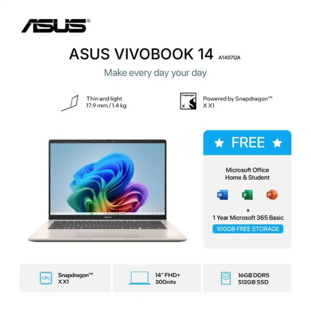 Cash / Kredit Asus Vivobook A1407QA Slim Ringan Garansi Resmi