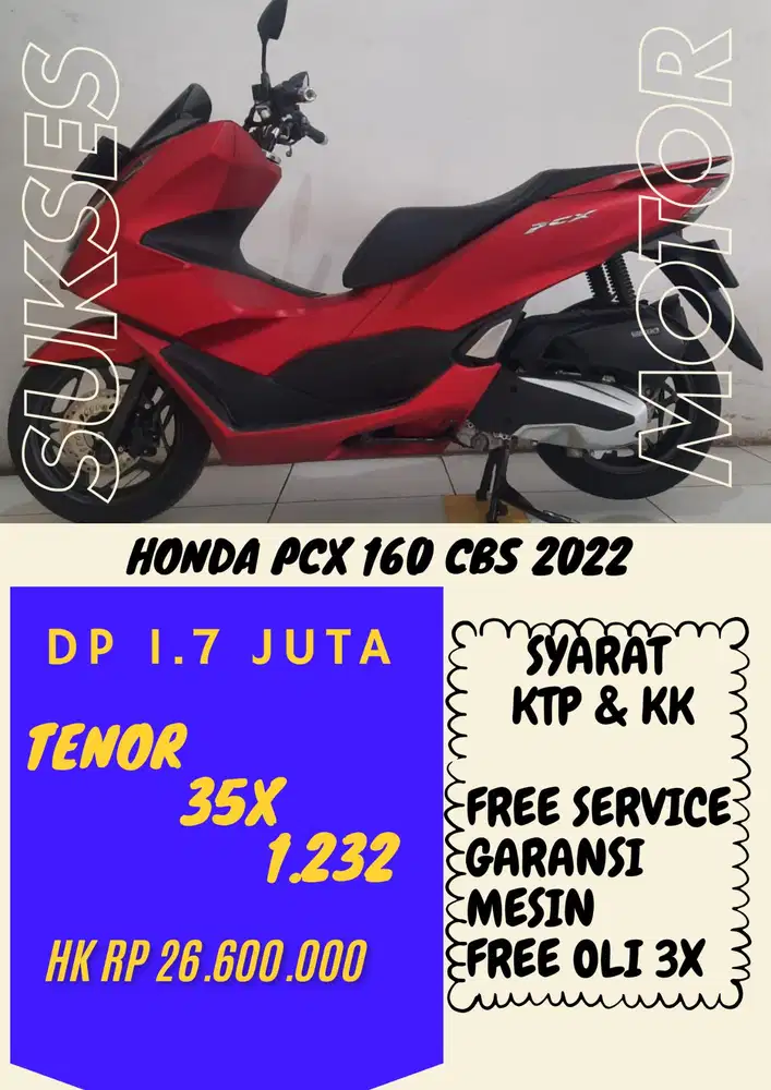 DP MURAH HONDA PCX 160 CBS 2022 DP 1.7 JUTA BISA CASH/KREDIT