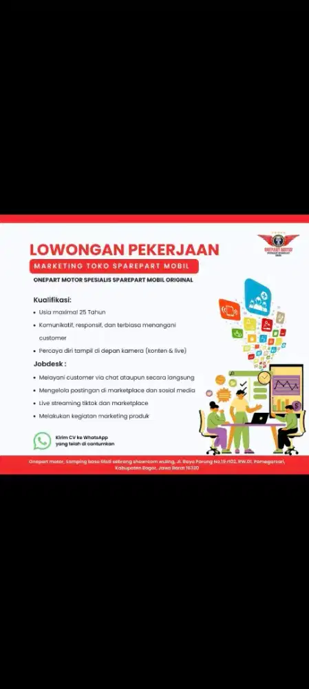 Lowongan admin sales online shop