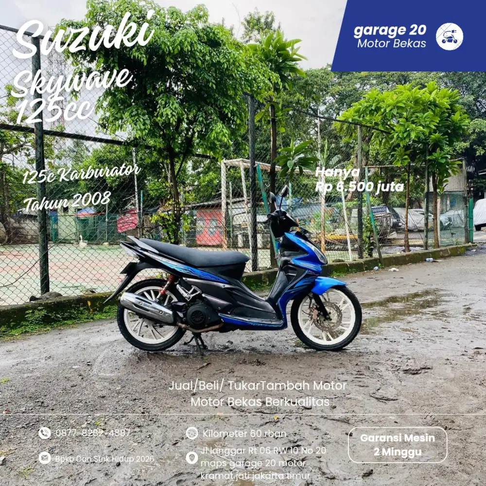 Suzuki Skywave 125cc Karburator Tahun 2008 Pajak Hidup panjang
