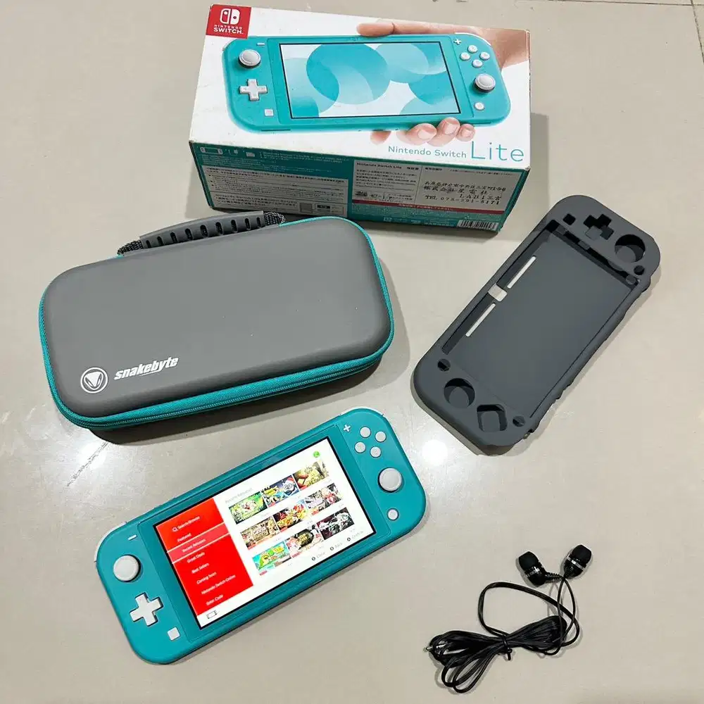 Nintendo Switch Lite Turquoise Fullset Mulus Ori