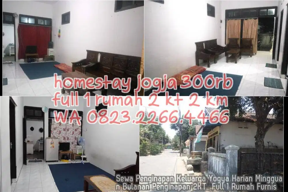 Sewa Penginapan Keluarga Yogya Harian Mingguan Bulanan Penginapan 2KT