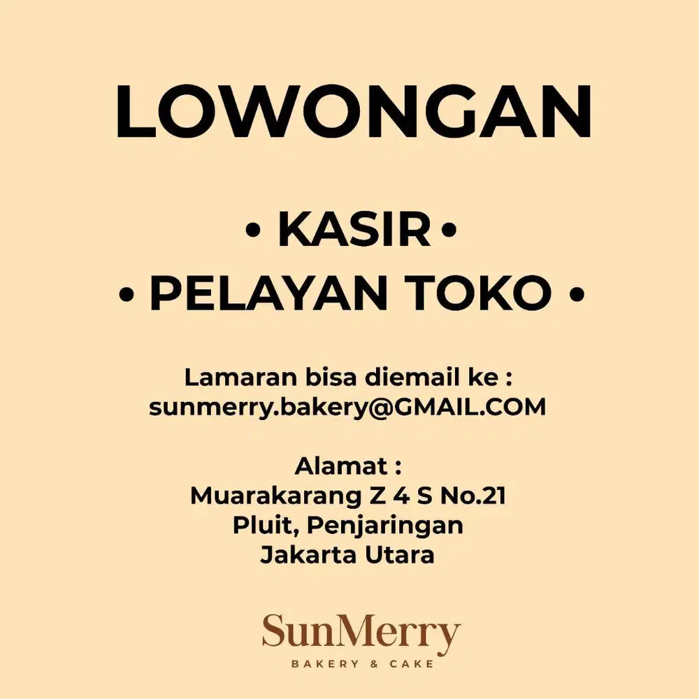 Dicari Kasir & Pelayan Toko