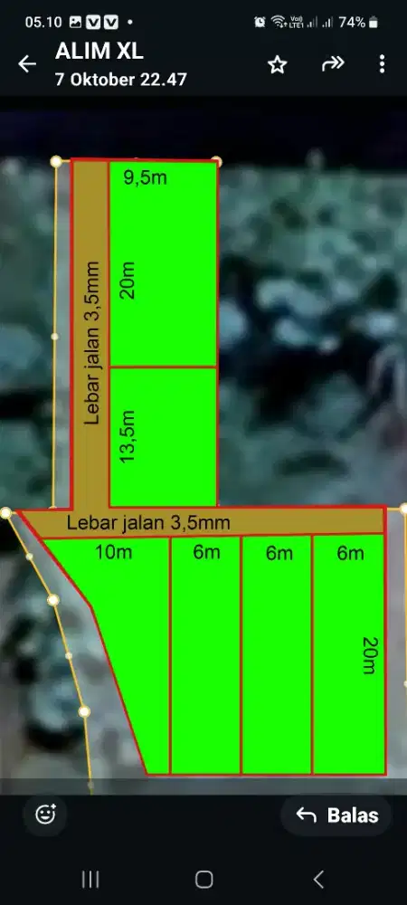 Tanah 6mx20m shm 50m jln.propinsi