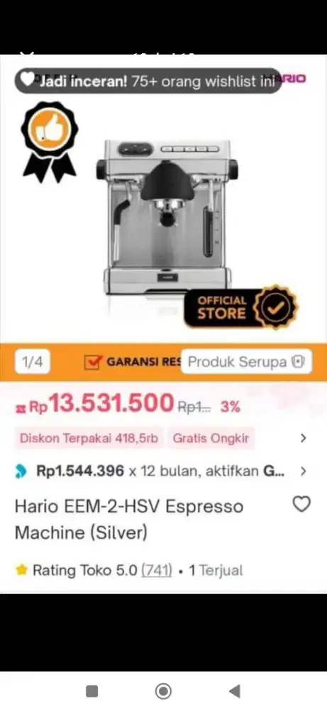 Mesin kopi second like new