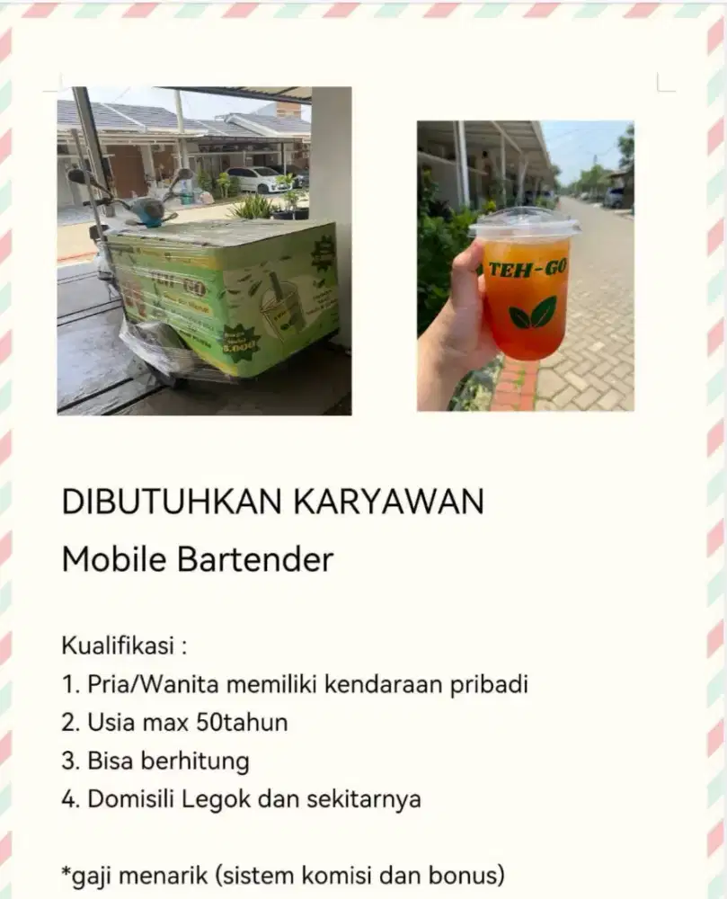 Freelance jualan es mobile bartender
