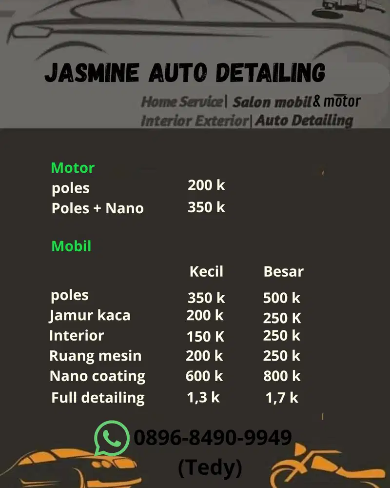 Jasa poles mobil dan motor home service