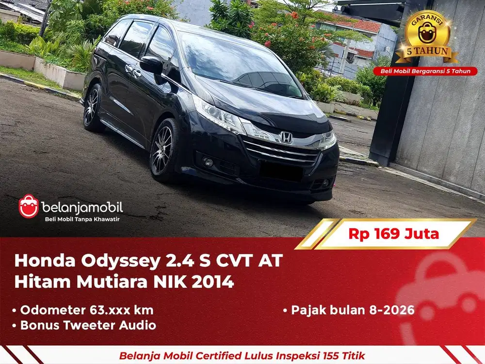 [ GARANSI 5TH ] Honda Odyssey 2.4 S CVT AT Hitam Mutiara 2014/2015