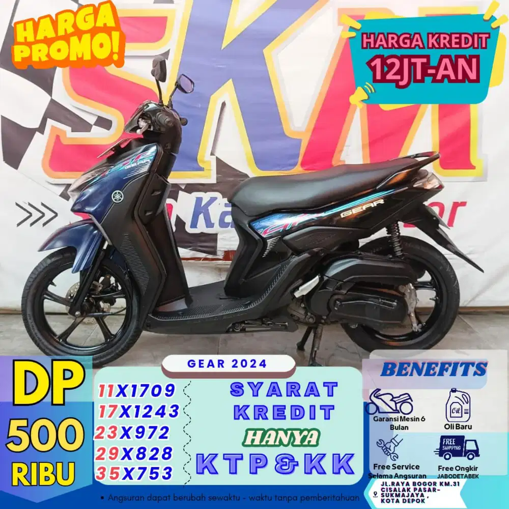 DP 500k syarat kredit KTP&KK Yamaha gear 2024 cash/credit