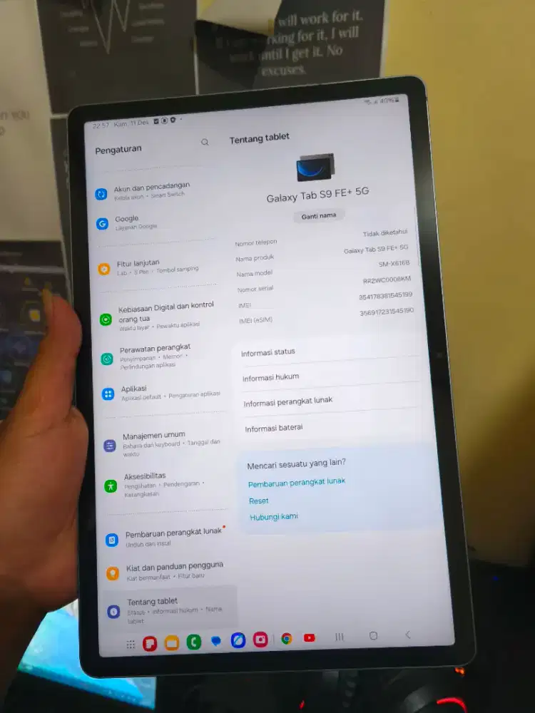 Samsung galaxy tab s9 fe+ 5G 12/256 gb seluler