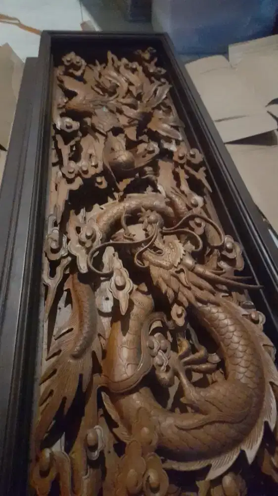 Dijual ukiran naga kayu
