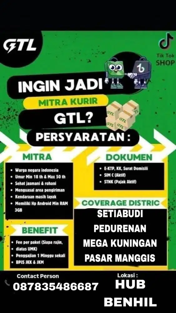 Driver kurir motor tiktok shop DISTRIK SETIABUDI