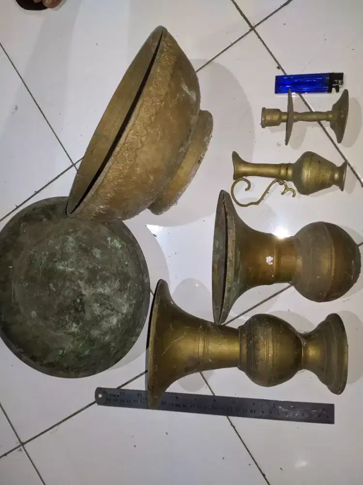 Bokor,vas,nampan,tempat lilin kuningan