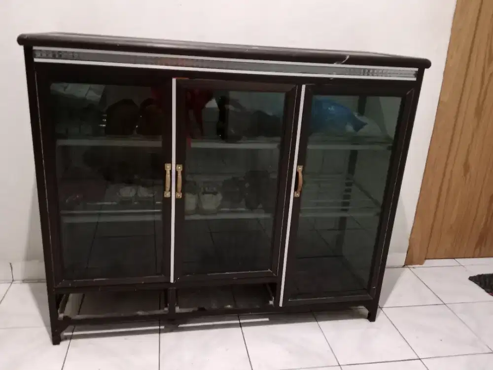 Rak sepatu Kaca aluminium