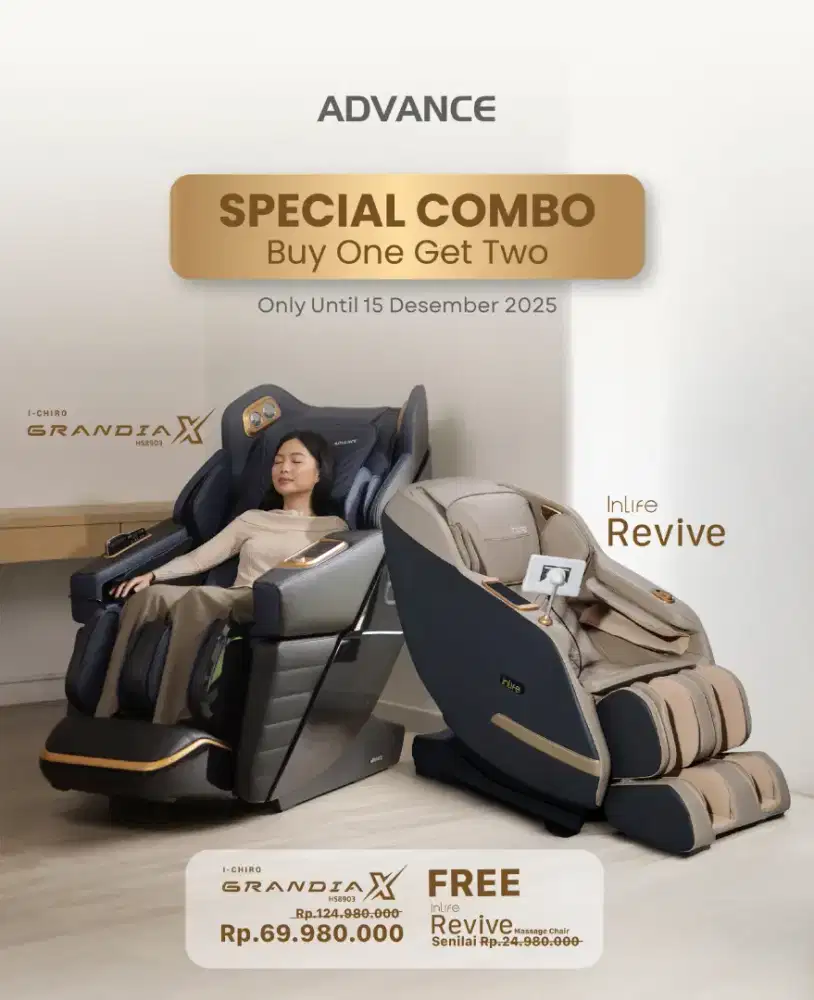 Kursi Pijat Advance Promo By1 Get2 I-Chiro GrandiaX & InLife Revive