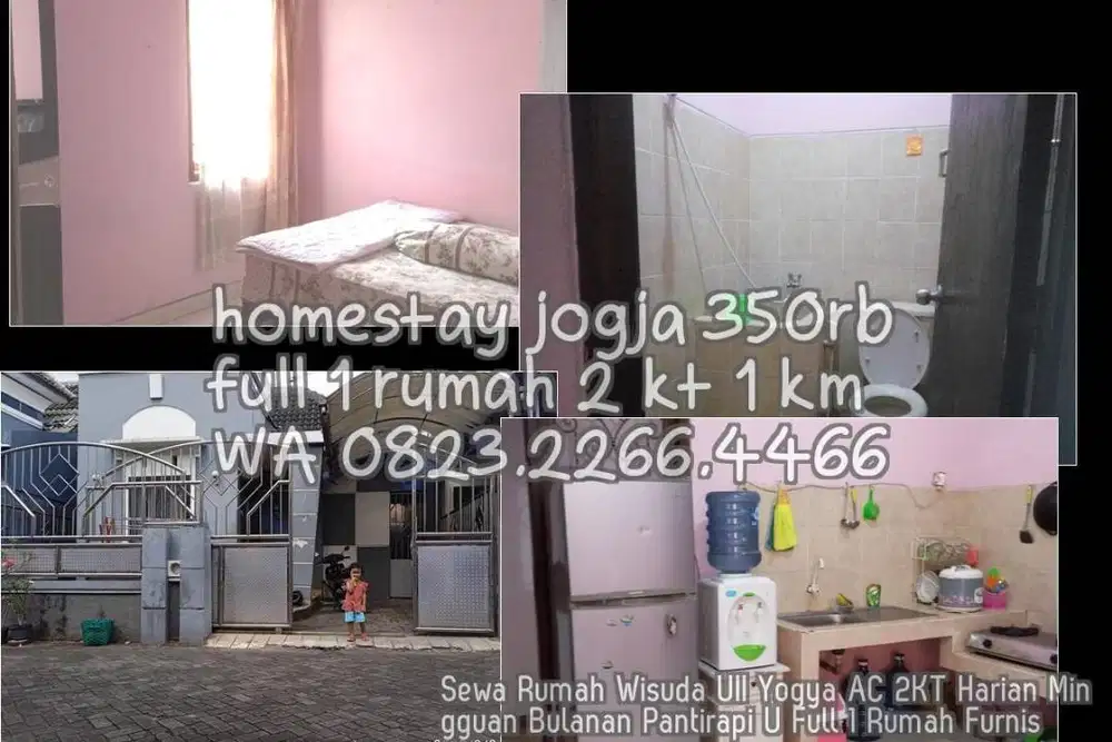 Sewa Rumah Wisuda UII Yogya AC 2KT Harian Mingguan Bulanan Pantirapi U