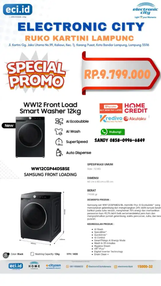 MESIN CUCI FRONT LOAD SAMSUNG 12KG