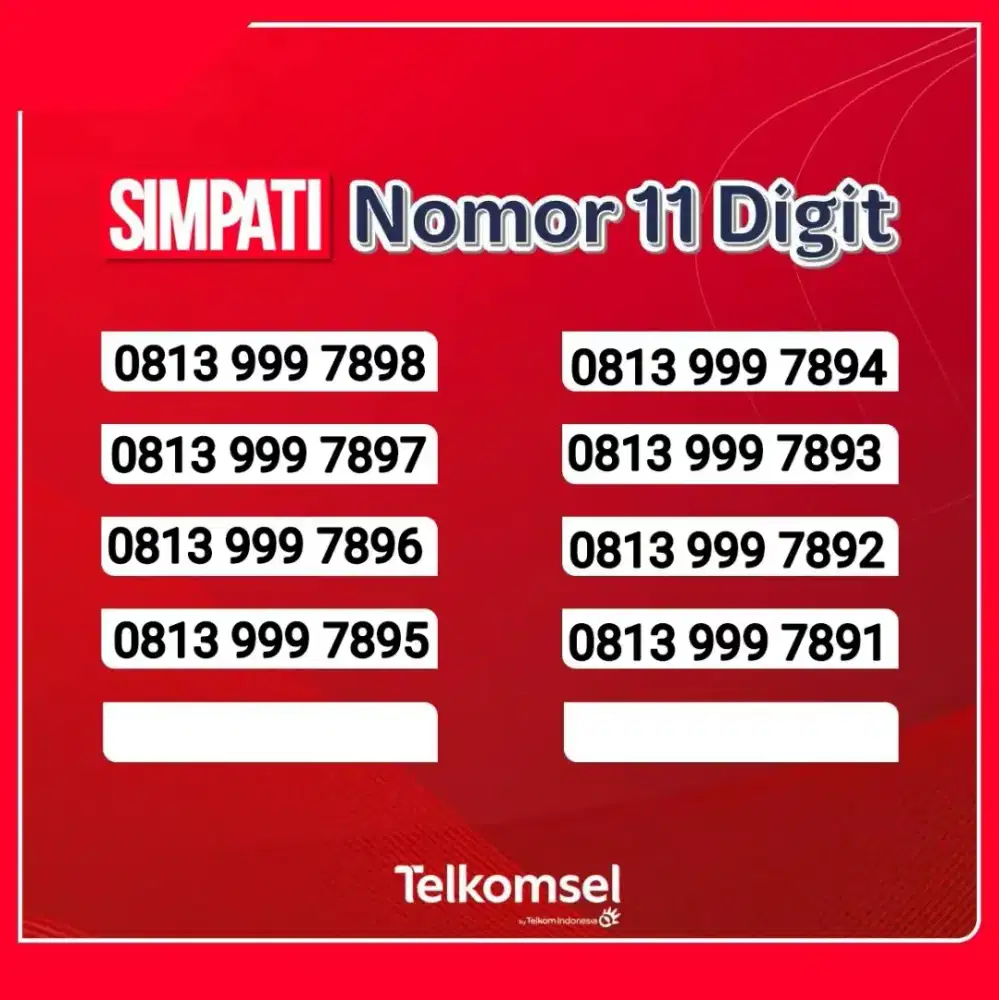 Nomer cantik Telkomsel 11 digit , harga terjangkau