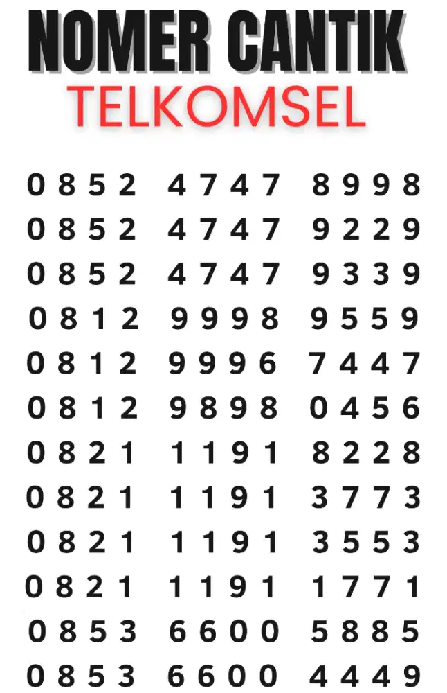 Nomer cantik Telkomsel, harga terjangkau