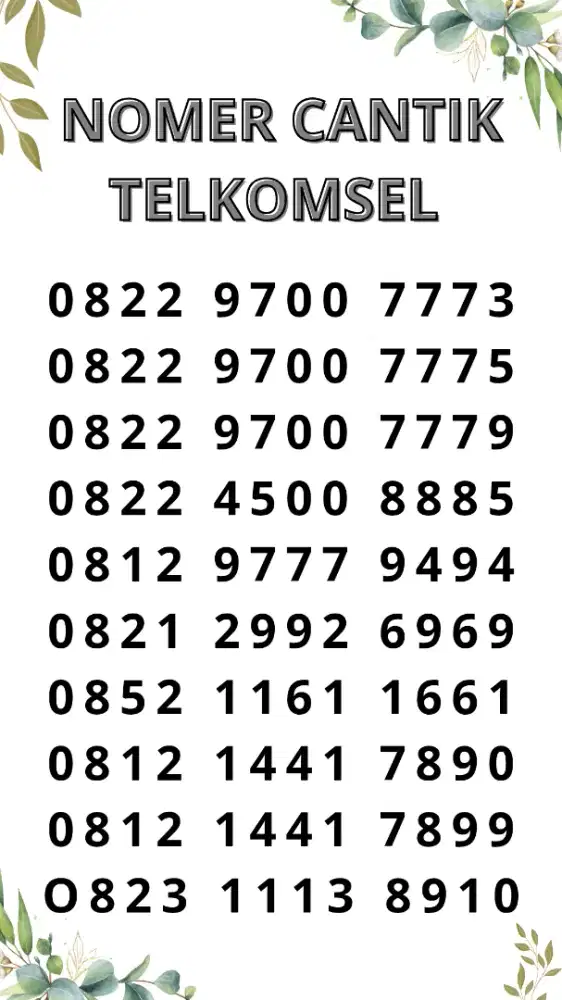 NOMER CANTIK TELKOMSEL , SERIAN ABAB
