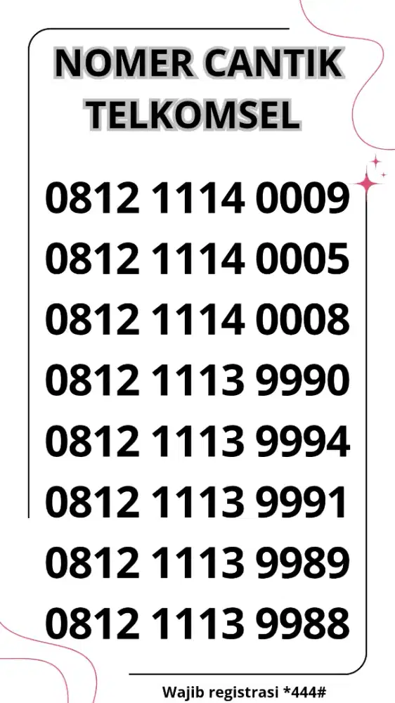 NOMER CANTIK TELKOMSEL , DOUBLE TRIPLE