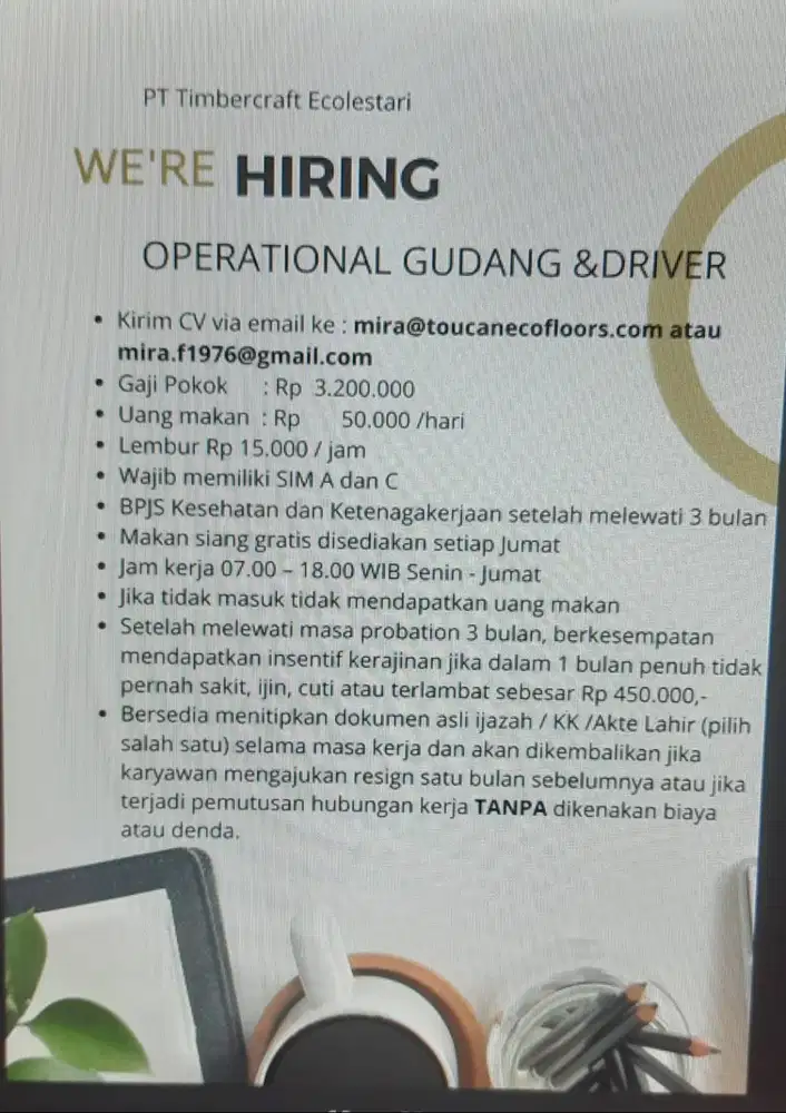 OPERATIONAL GUDANG & DRIVER