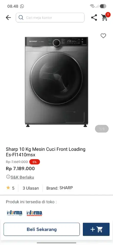 Ready stok mesin cuci sharp kapasitas 10kg