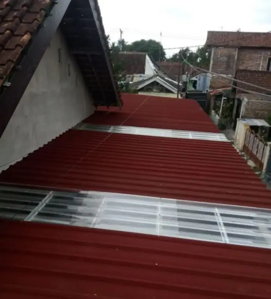 Kanopi spandek pasir dengan rangka besi hollo galvanis