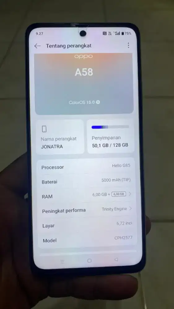 Oppo a58 ram 6+6/128