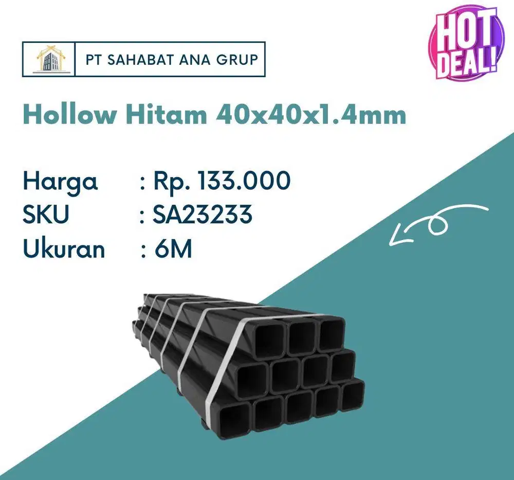 Hollow Hitam 40x40x1.4mm