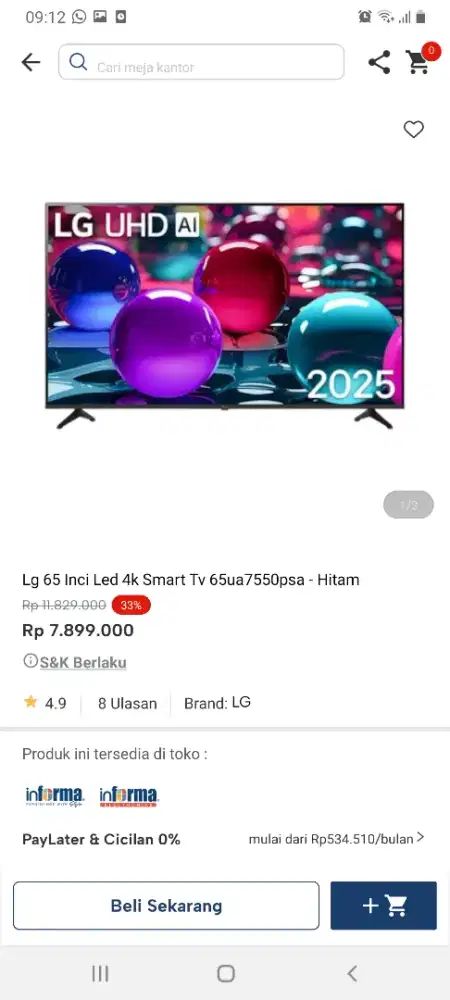 Lg 65inch smart tv