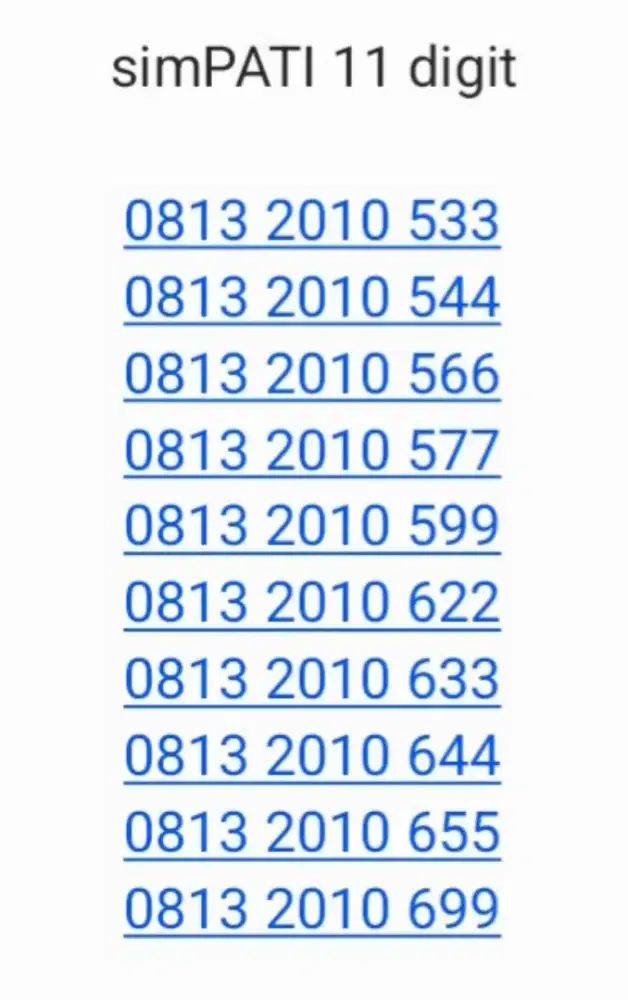 Kartu perdana nomor cantik nomer cantik simpati 11 digit