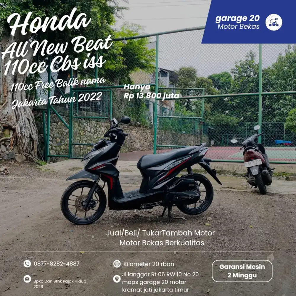 Honda All New Beat Deluxe 110cc Cbs iss Free balik nama Tahun 2022