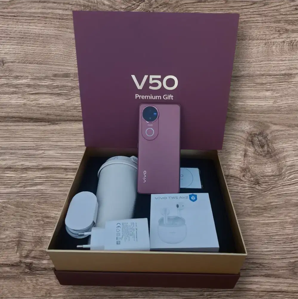 Vivo V50 5G Ram 12/512GB Harmony Red bonus tumbler air bud vivo ori