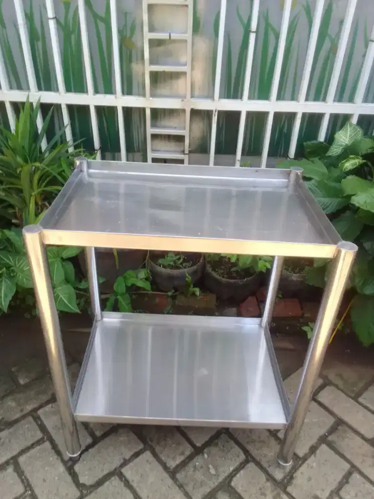 Meja Stainless bumbu 2susun ukuran 45x65x85
