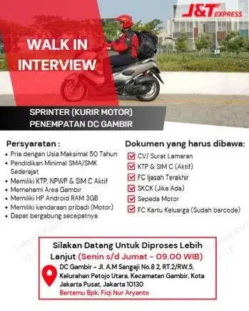 Kurir Motor Delivery (DC Gambir)