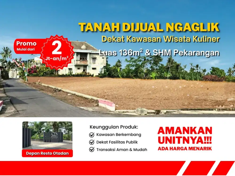 Tanah Jogja Tepi Jalan Area Kopi Klothok Jogja, Akses Jalan Lebar