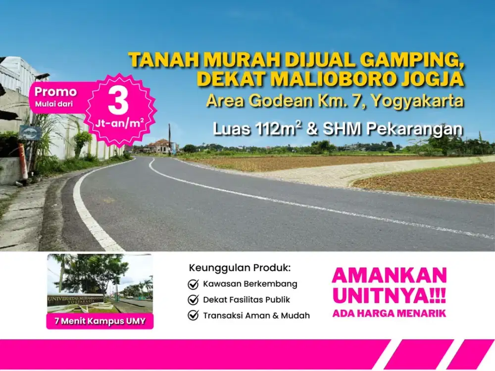 Tanah Jogja Murah Dijual, 3 Menit Exit Tol Gamping