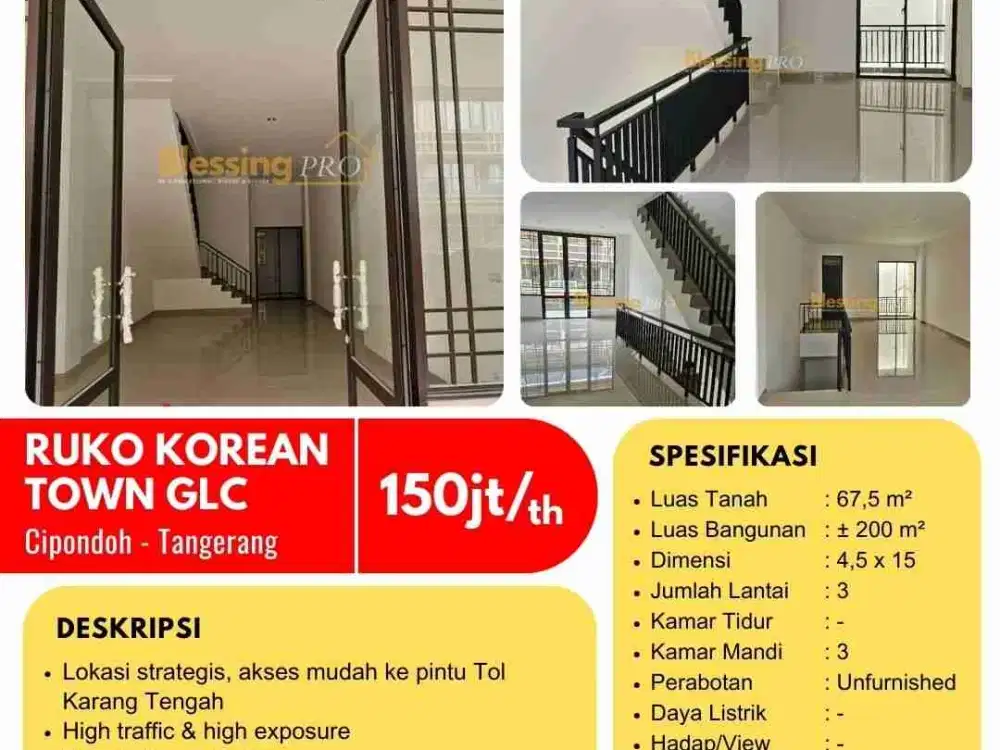 Disewakan Ruko Korean town GLC