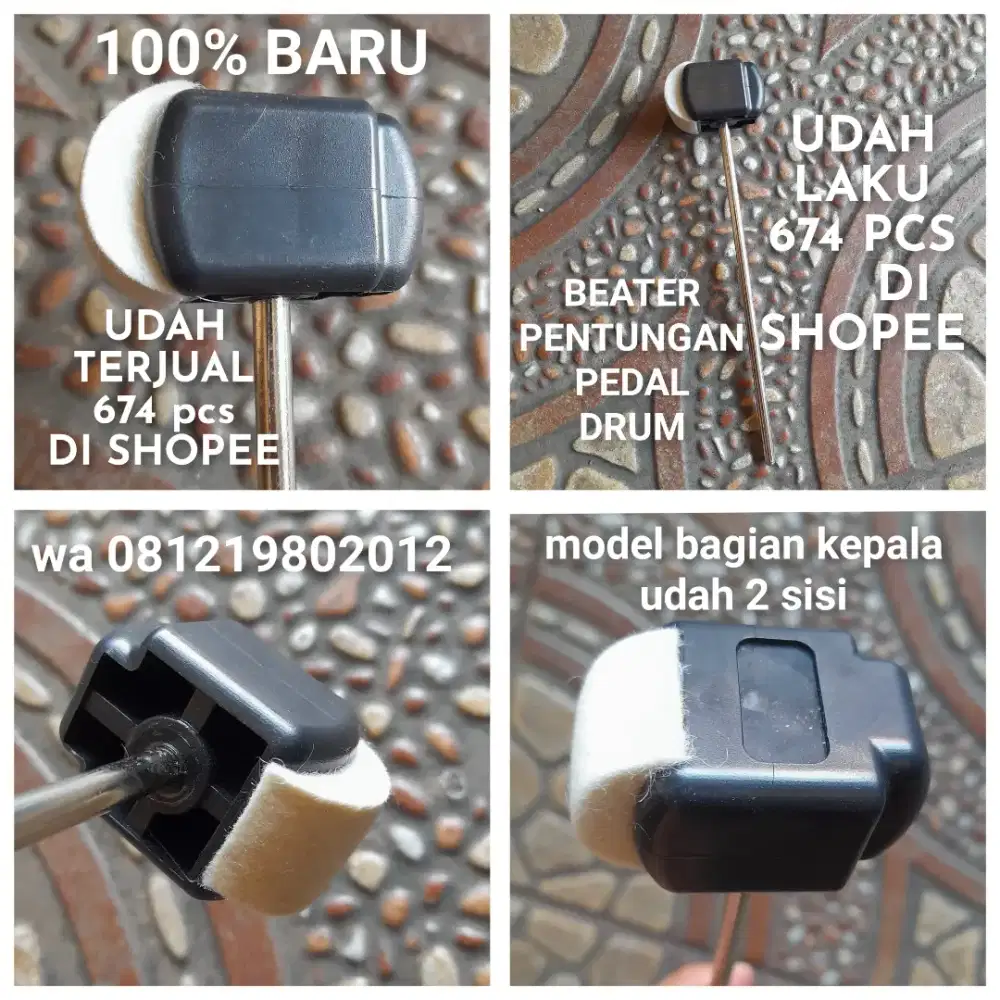 100%br TERJUAL 674 pcs DI SHOPEE BEATER PEDAL DRUM KEPALA 2 SISI CHINA