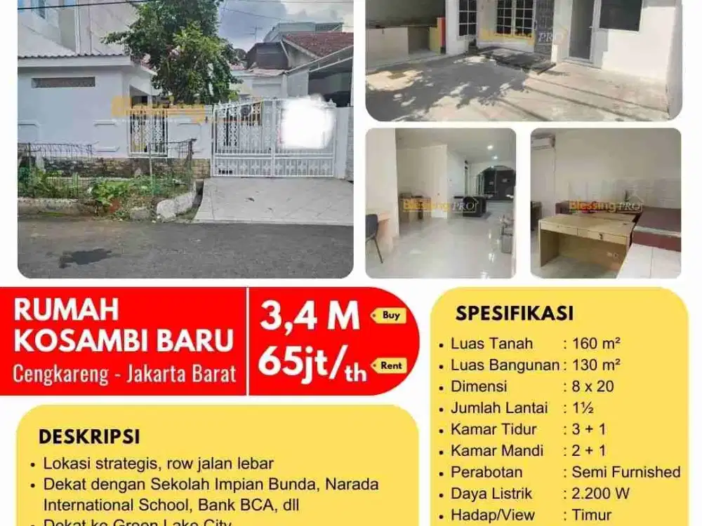 Disewakan Rmh Duri Kosambi Jakarta Barat