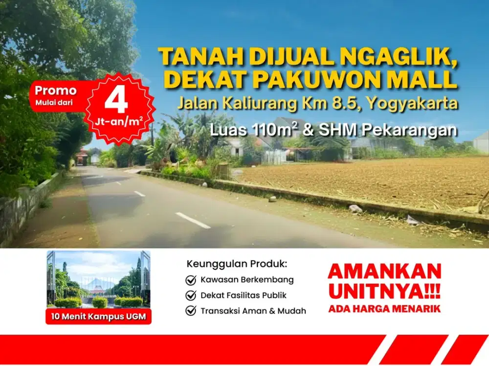 Tanah Jogja Dekat Kampus UGM, Cocok Kost dan Hunian