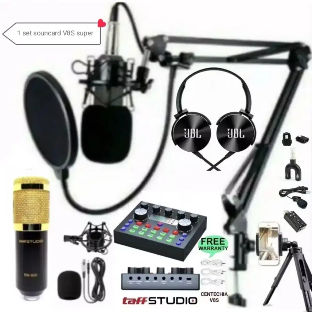 SATU SET SOUNDCARD + MIC +DLL UTK LIVE STREAMING/ KARAOKE