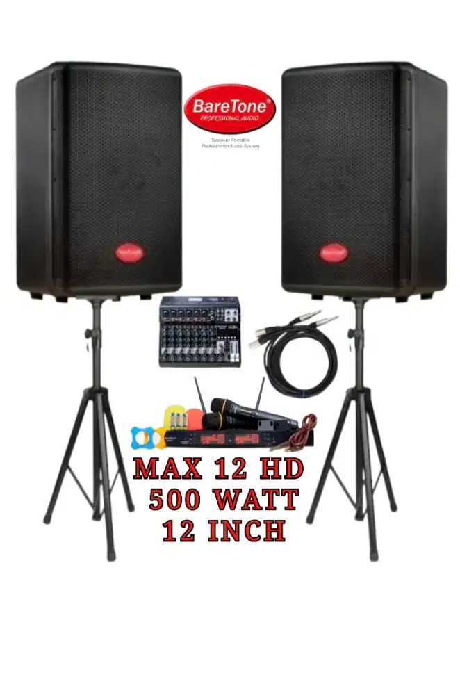Speaker BareTone Set Komplit 12 HD 500 Watt