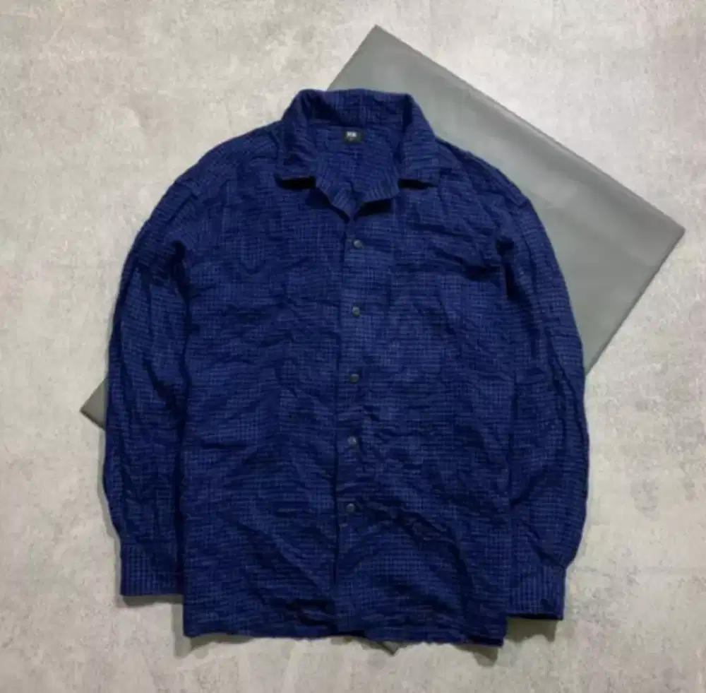 Kemeja Uniqlo Lengan Panjang XL Biru Flanel Uniqlo