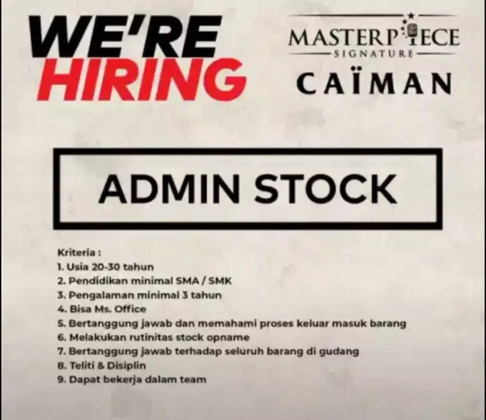 RECRUITMENT MASTETPIECE CAIMAN GROUP